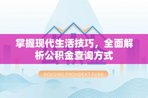 台南掌握现代生活技巧，全面解析公积金查询方式